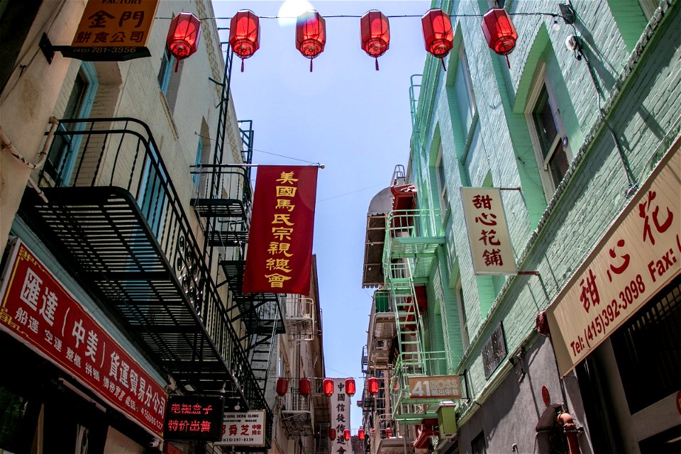 Lanterns And Shop Signs In Chinatown