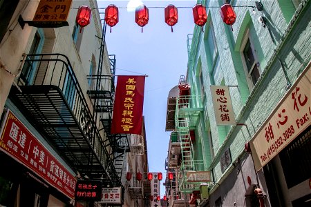 Lanterns And Shop Signs In Chinatown photo