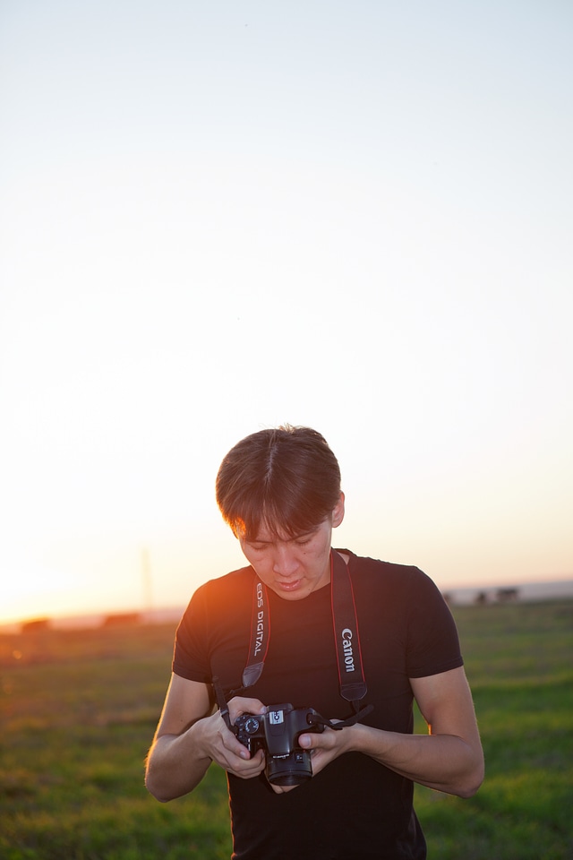 Photographer using camera