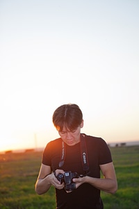 Photographer using camera