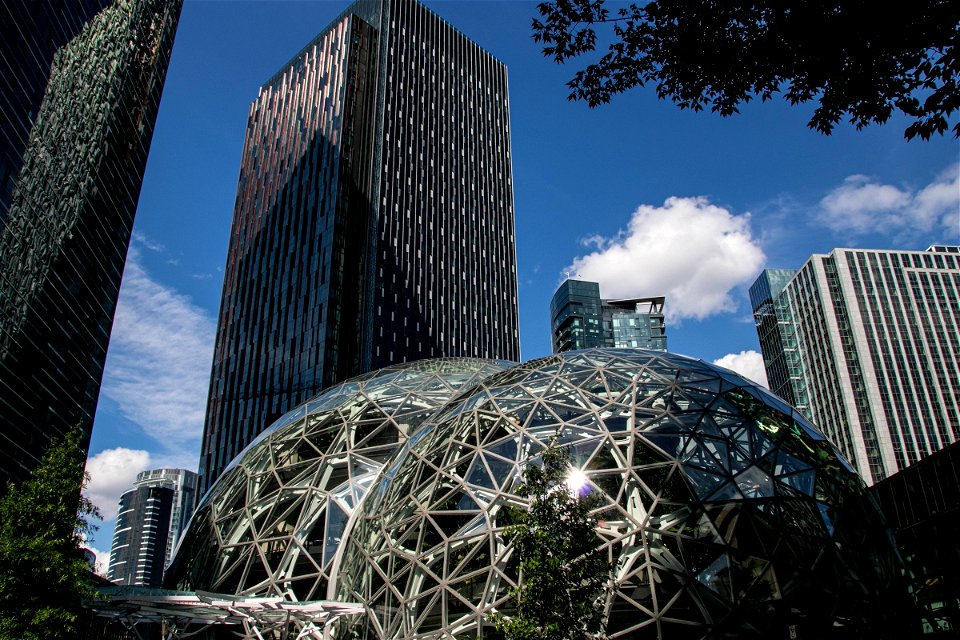 Amazon Spheres Near Buildings In Seattle