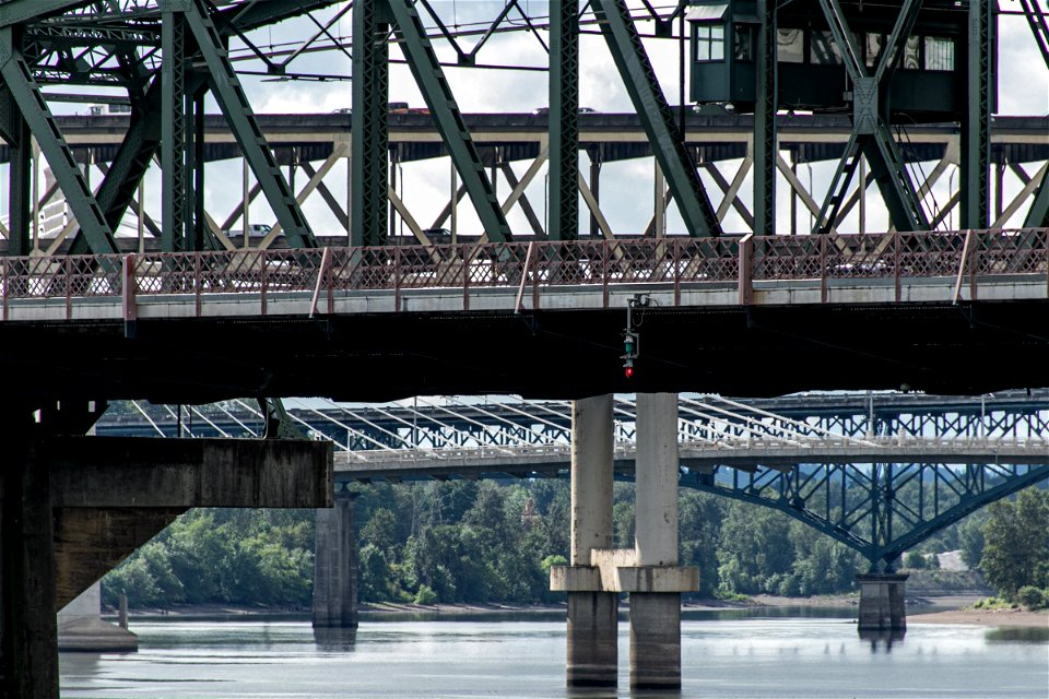 Part Of Truss Bridge Above Water
