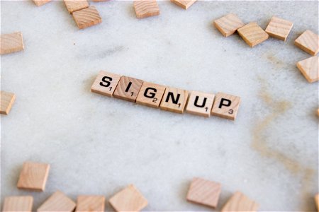 Sign Up In Scrabble Tiles