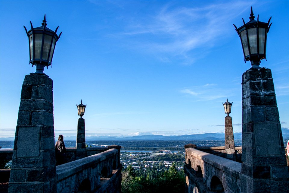 Lanterns On Pillars In Historical Building