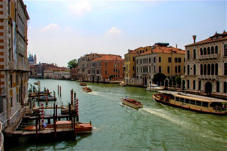 Big And Small Boats In Grand Canal In Venice photo