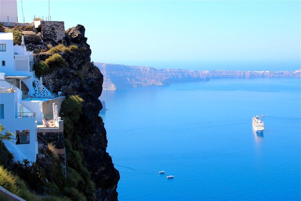 Cliff Coastline Of Santorini Island photo