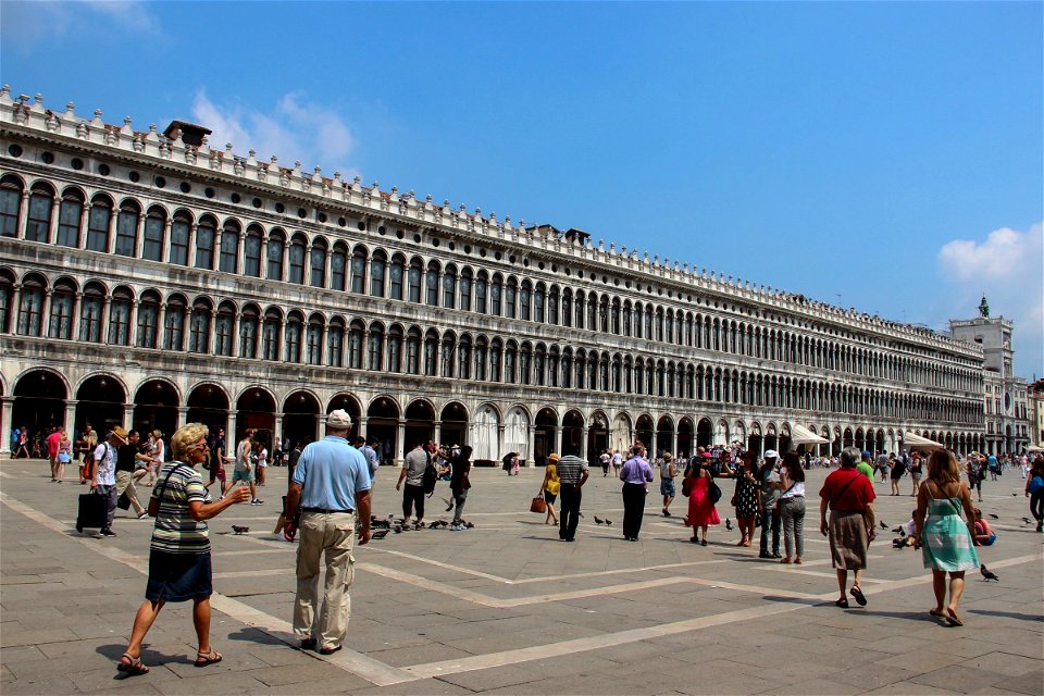 Tourists In Piazza San Marco Near Procuratie