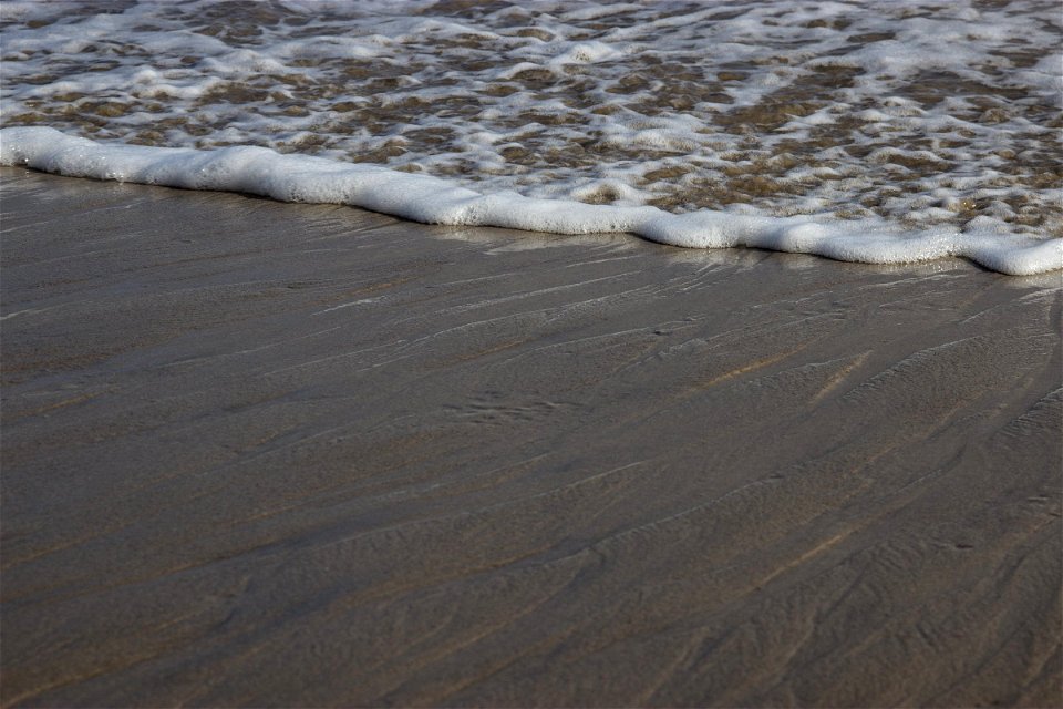 Sea Foam On Sandy Shore photo