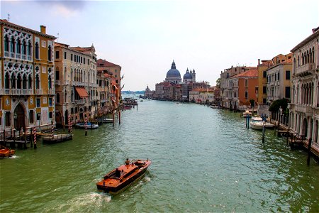 Boat In Middle Of Canal In Venice photo