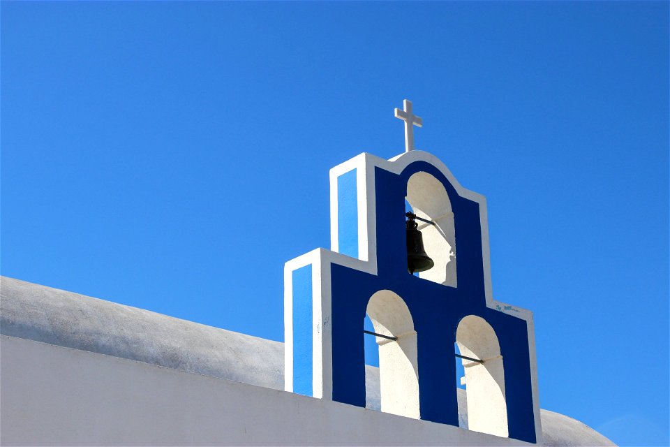 Bell Gable In Santorini Island