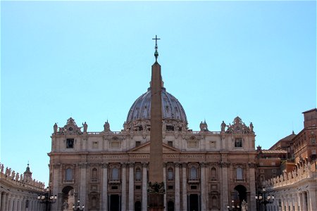 St. Peter Basilica And Obelisk In Vatican City