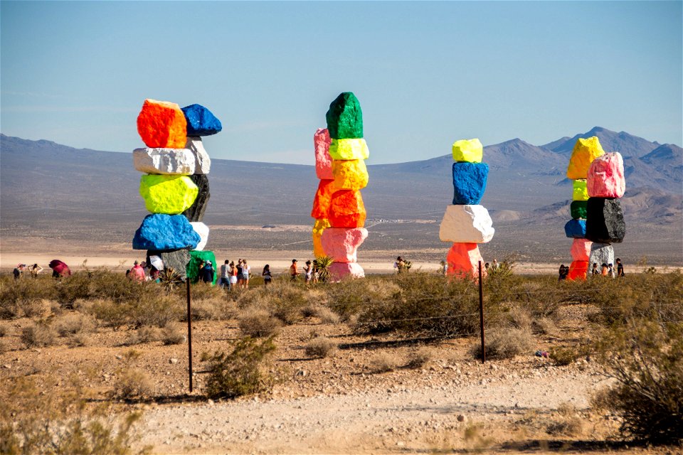 Colored Rock Totems In Nevada