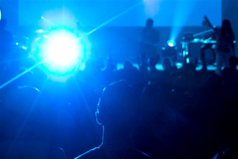 Blue Lights On Concert Stage