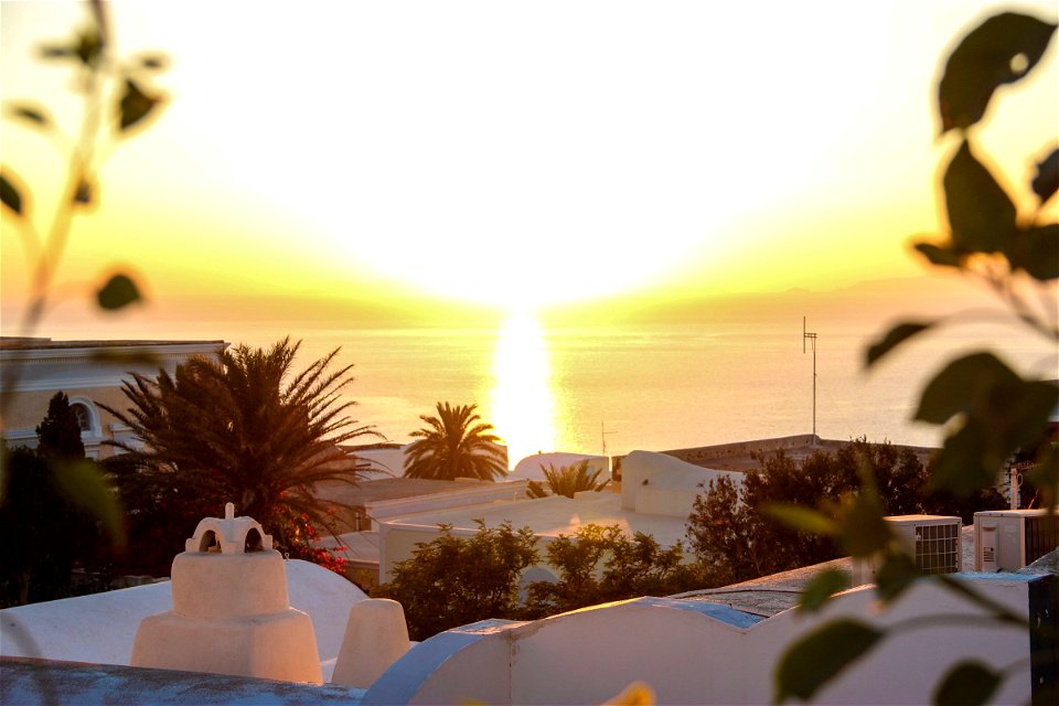Mediterranean Buildings Against Sunset