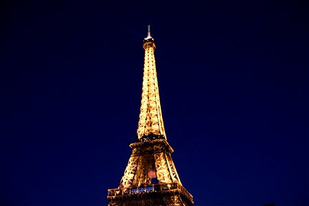 Lit Up Eiffel Tower At Night