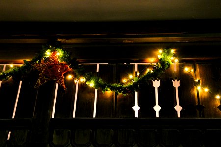 Christmas Decoration On Wooden Wall photo