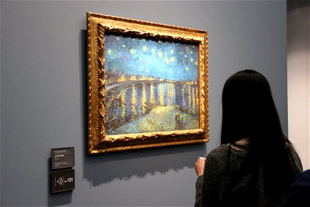 Girl Looking At Van Gogh Painting photo