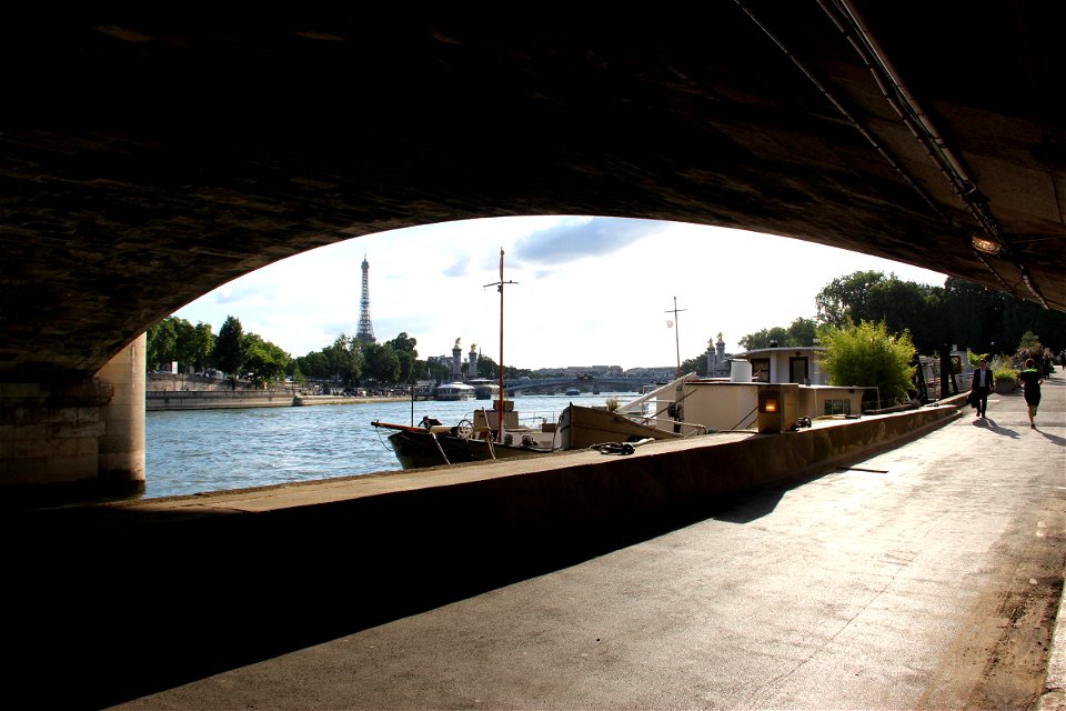 Under Bridge With View Of Eiffel Tower photo