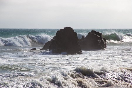 Ocean Waves Crashing on Rocks photo