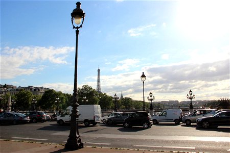 Lamp Posts on Street Near Eiffel Tower