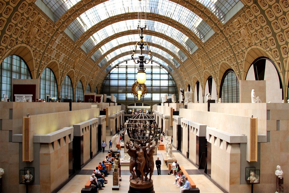 Arch Hallway in Museum with People photo