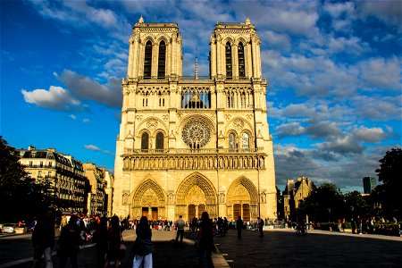Tourists at Notre Dame Cathedral photo