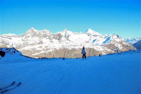 Ski Slope with Mountain Range photo