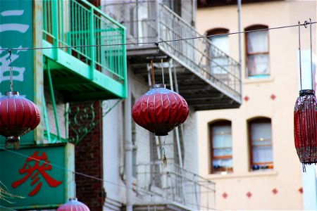 Chinese Lanterns by Building photo
