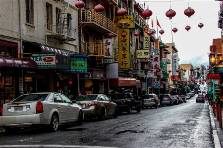 Street with Cars in Chinatown photo