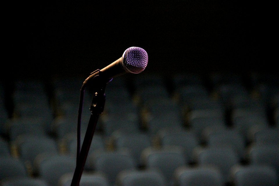 Microphone in Front of Empty Seats photo