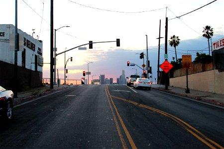 Street to Downtown in Evening photo