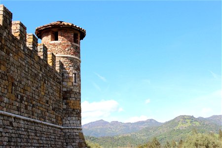 Castle Wall & Tower by Mountains photo