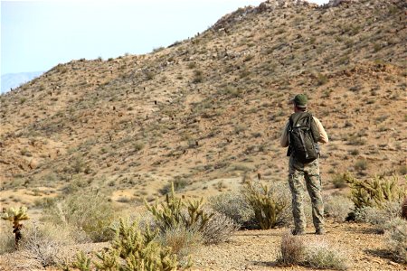 Man Hiking in Desert
