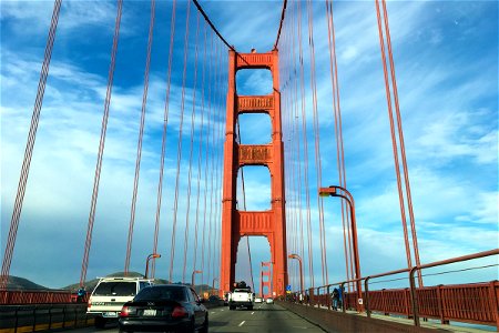 Driving on Golden Gate Bridge photo