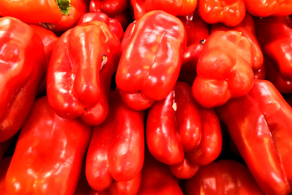 Bunch of Red Bell Peppers photo