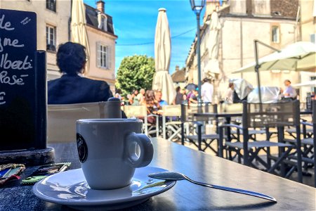 Espresso Cup on Table at Cafe