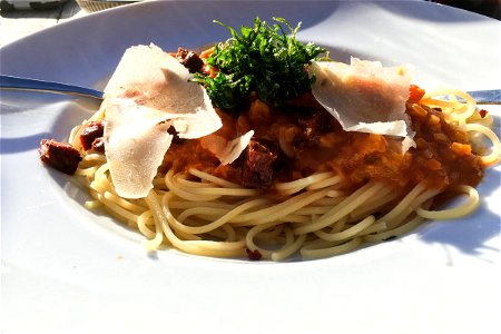White Plate of Spaghetti photo