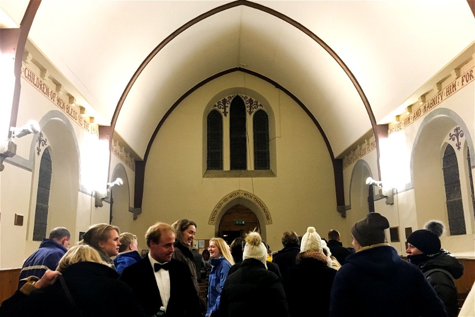 People Socializing in Church Building