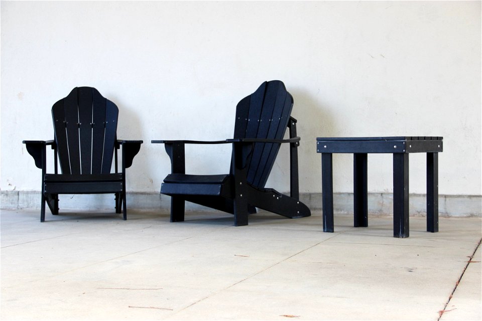 2 Black Wooden Chairs & Side Table