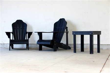 2 Black Wooden Chairs & Side Table