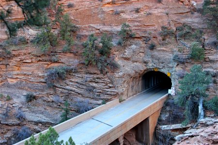 Road Going Into Tunnel in Cliff