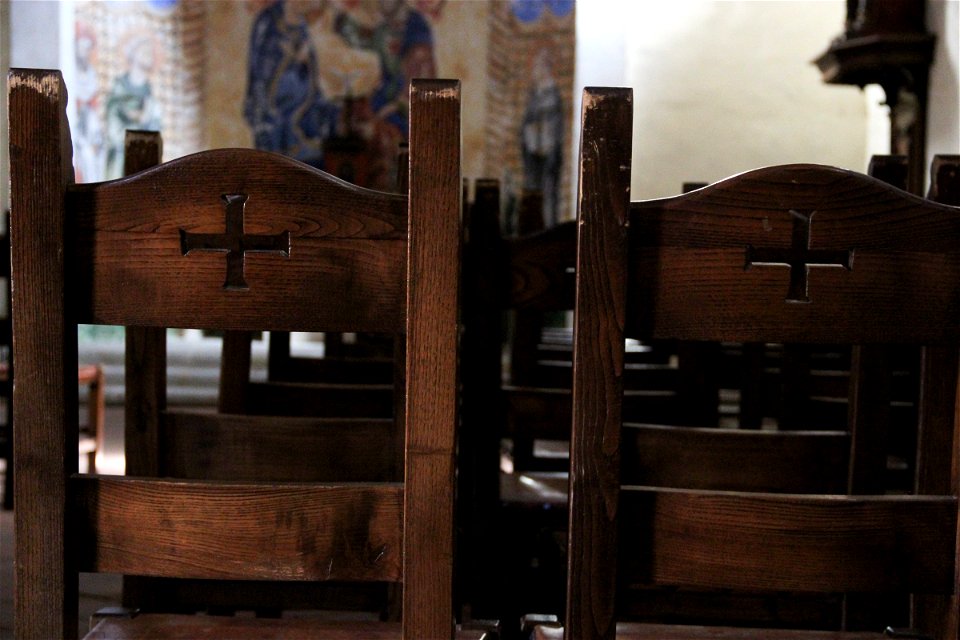 Rows of Wooden Chairs in Church