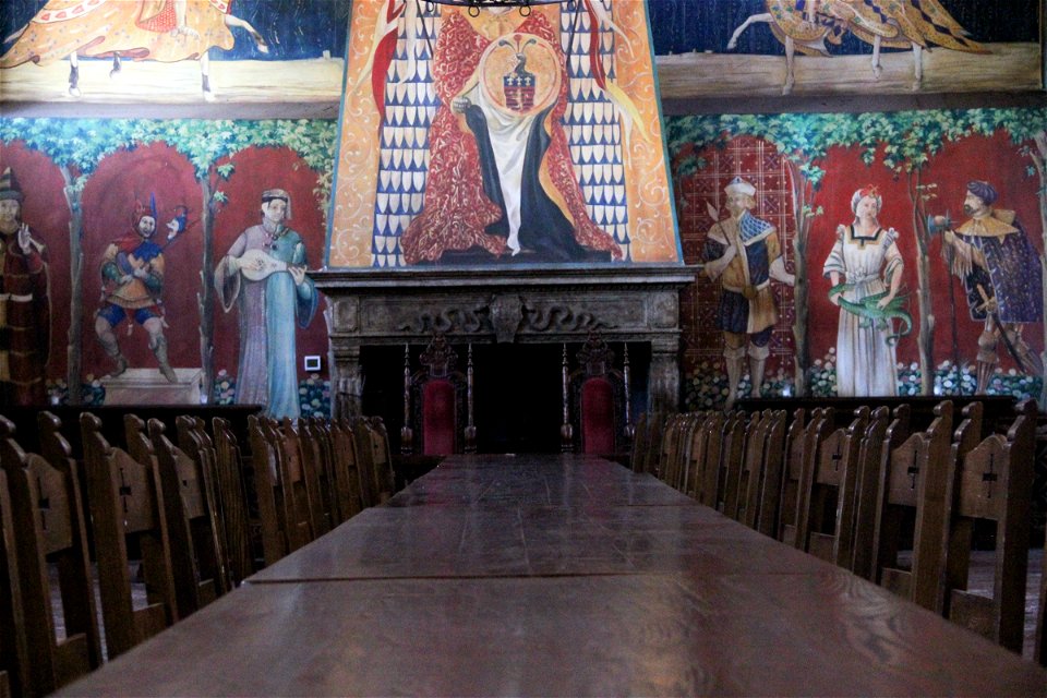 Long Banquet Table in Medieval Room photo