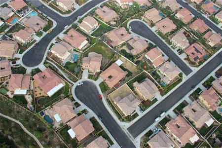 Aerial View of Neighborhood Houses photo
