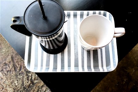 French Press & Coffee Mug on Tray