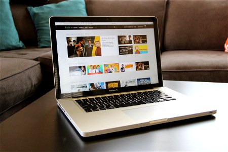 Macbook Laptop Open to Hulu photo