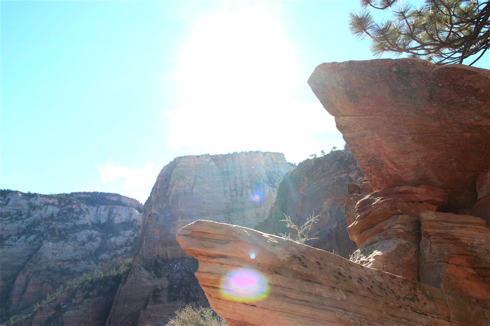 Sun Shining Over Rock Formation photo