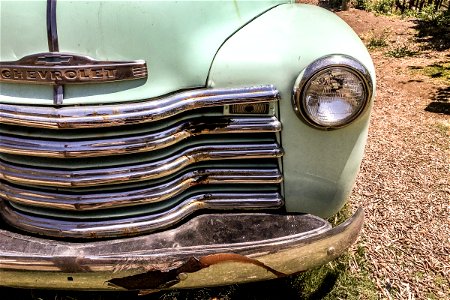 Front Grill of Old Chevrolet Truck photo