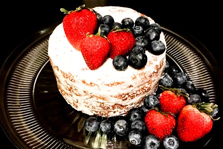 Naked Cake with Strawberries & Blueberries photo