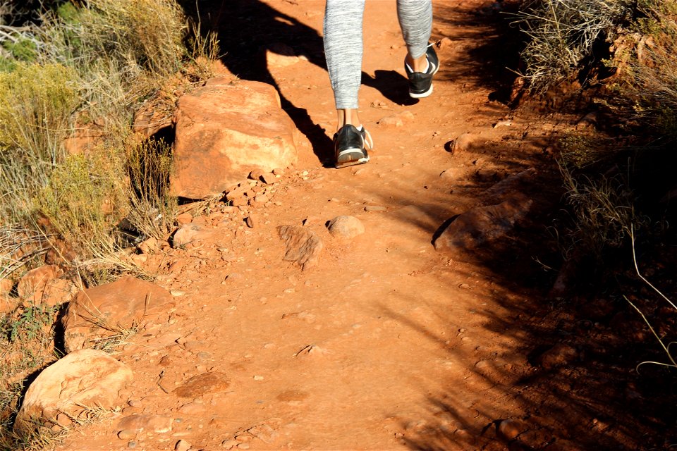 Feet Walking on Dirt Path